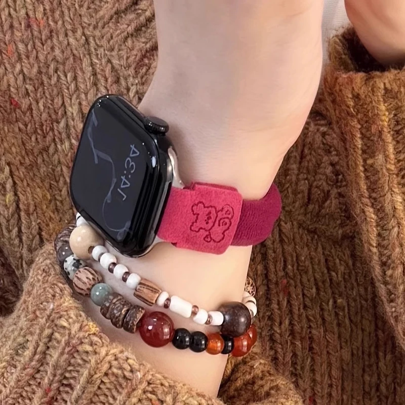 Cinturino per cani carino per Apple Watch 49mm 46mm 45mm 40mm 42 38mm 41 cinturino per ragazza con anello elastico per iWatch Ultra 10 9 8 7 SE 6 5 4