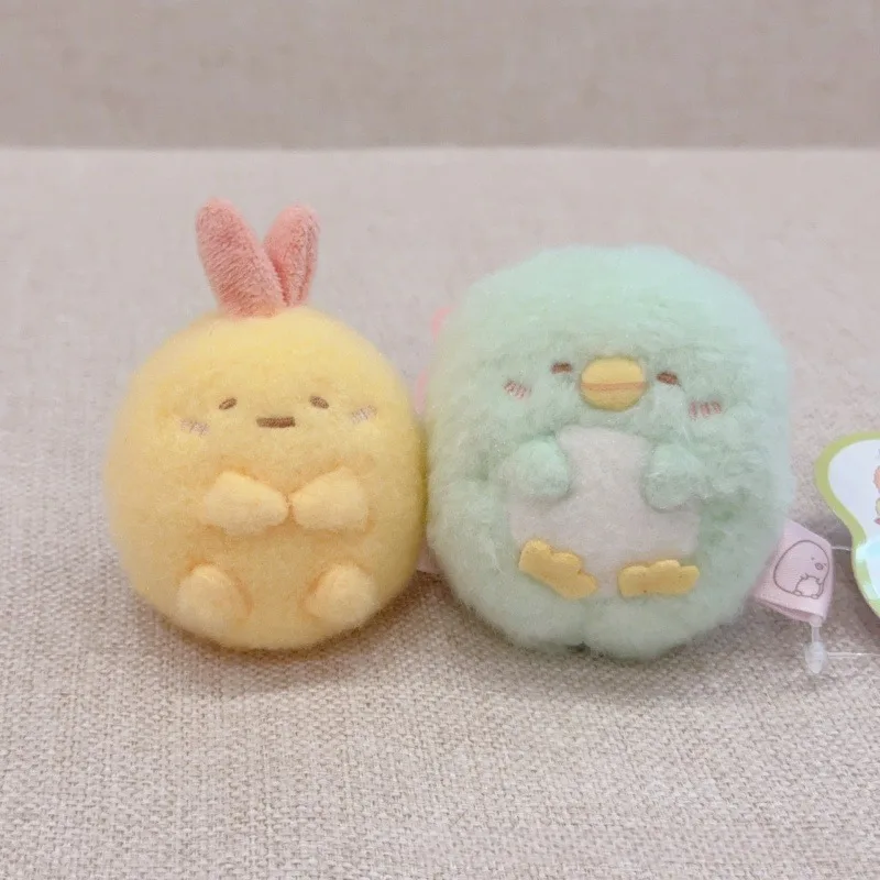 Muñeco de peluche de la serie San-X Sumikko Gurashi Fluffy Mochi, Ebi Fry Penguin, suave y abrazable, con forma de camarón tempura, muñeco de peluche portátil, adorno.