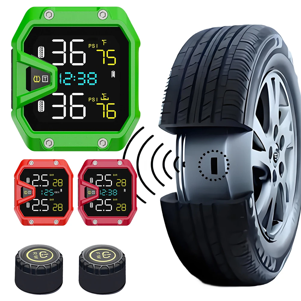 Motorcycle Air Pressure Sensor QC3.0 Rapid Charging Real-Time Tire Pressure Monitor Tire Pressure Detector for Emergencies Tool