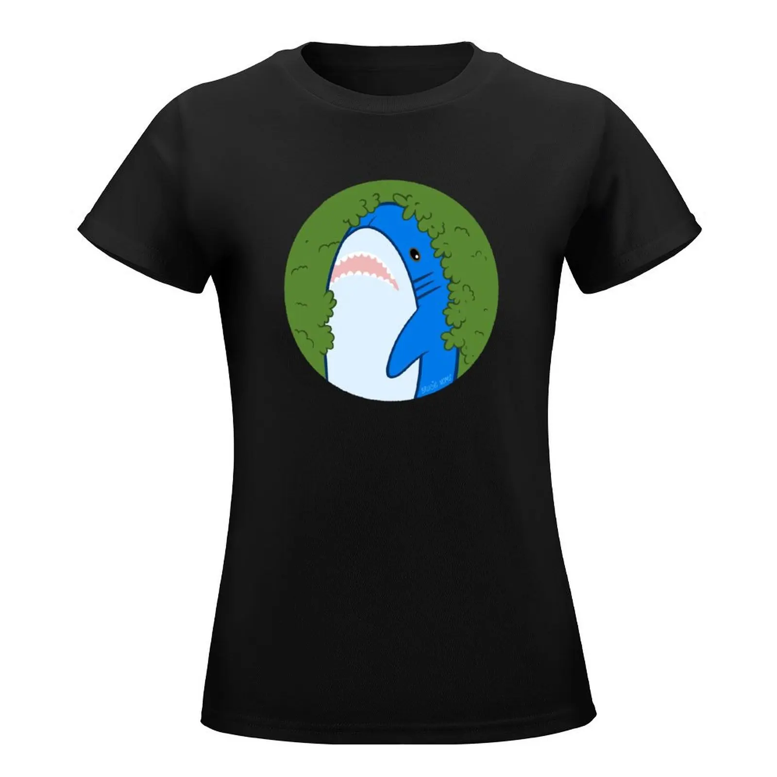 Blahaj/shark: Back into the Bushes (meme) T-Shirt plus sizes blanks womans clothing