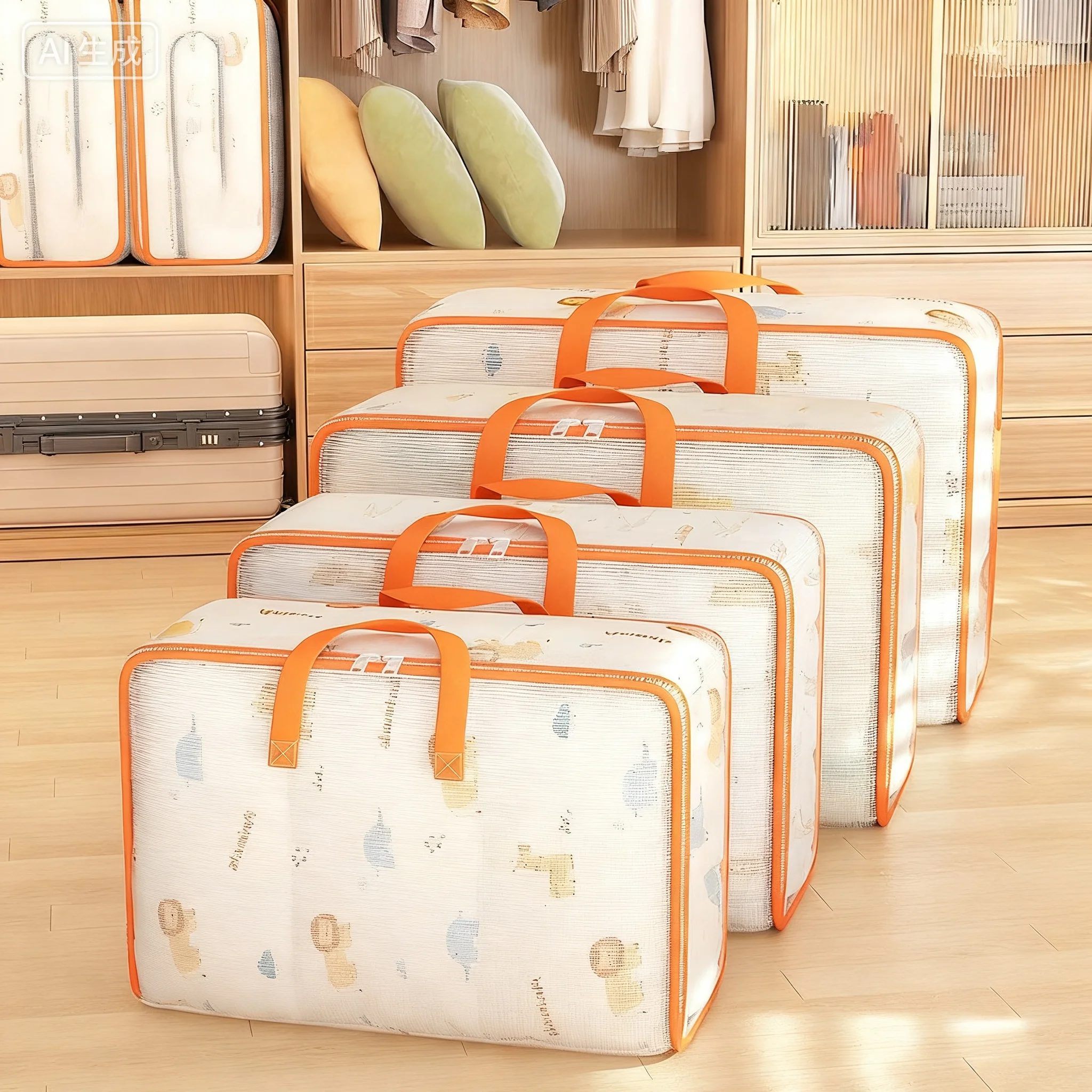 Sac de rangement pour vêtements, sac de rangement pour couverture en plastique avec fermeture éclair, organisateur de placard pliable, sacs mobiles pour couverture, literie