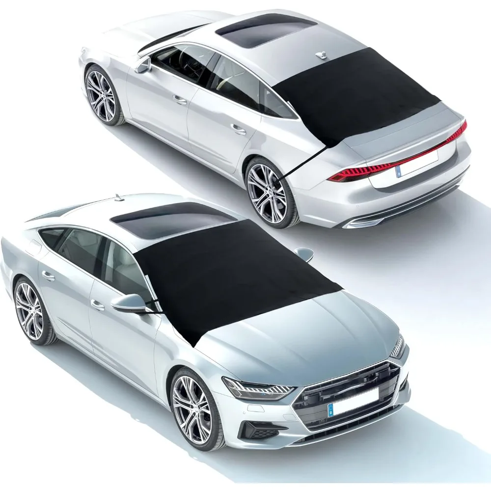 

Upgraded 600D Oxford Fabric Windshield Snow Cover Bundle, Water & Heat Proof, Fits Most Sedans SUVs Vans XX-Large