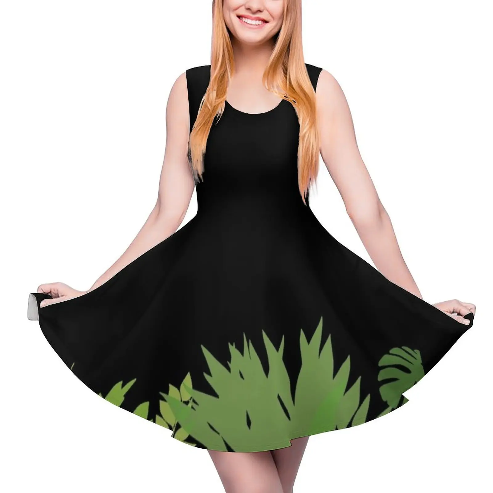 

Green Leaves Sleeveless Dress dress for women summer Women dresses summer cute dress for woman