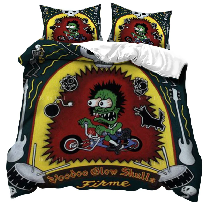 

The Green Monsters Ride A Bicycle Hispanic Ska Punk Band Duvet By Ho Me Lili Bedding Set