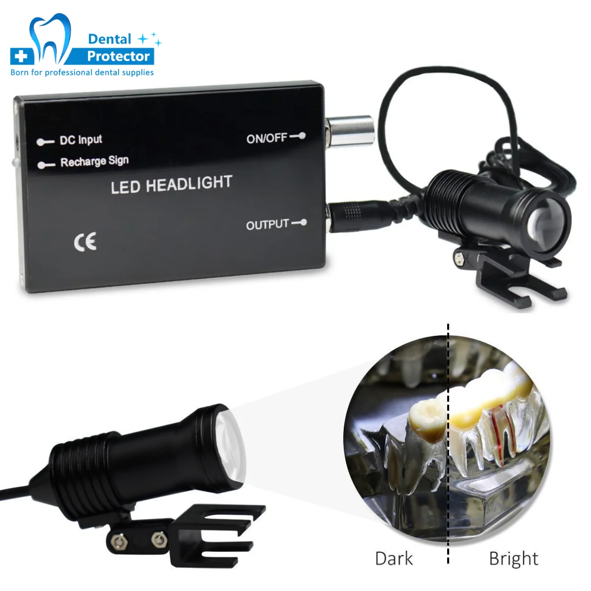 Adjustable Dental LED Headlight with Glasses Clip | Bright Spotlight Illuminator for Oral Cavity Detection & PCB Inspection