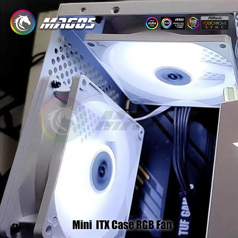 Mini ITX Case ARGB ventilador 8cm 9cm compatible con ventilador de radiador de refrigeración por agua/aire 8025 9025 placa base enfriadora 5V SYNC + 4 pines PWM