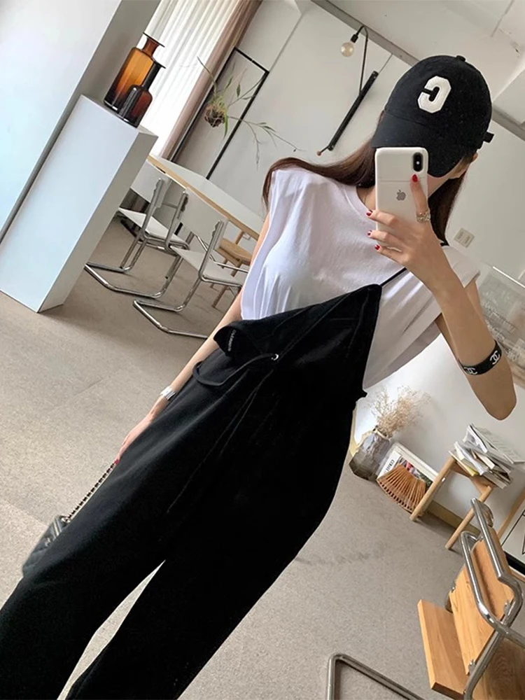 スリムサマーカジュアルパンツ レディースロンパース ハイウエスト ワイドレッグ 通勤スタイル ドローストリング クロップトップ スクエアカラー衣装