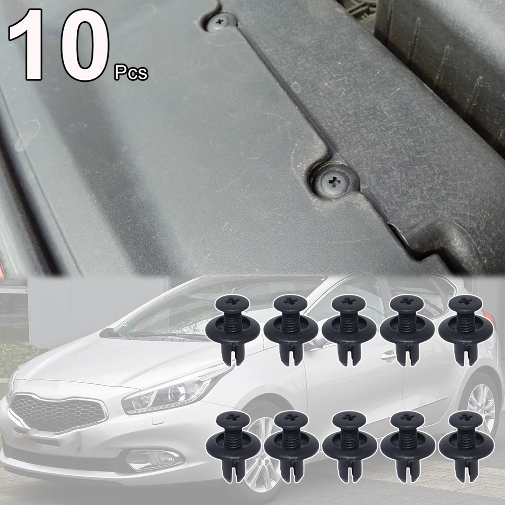 10pcs For Kia Ceed ED JD 2006 - 2018 Soul AM Sportage SL Bongo Carens UN Mud Flap Hood Bumper Body Lining Trim Screw Rivet Clips