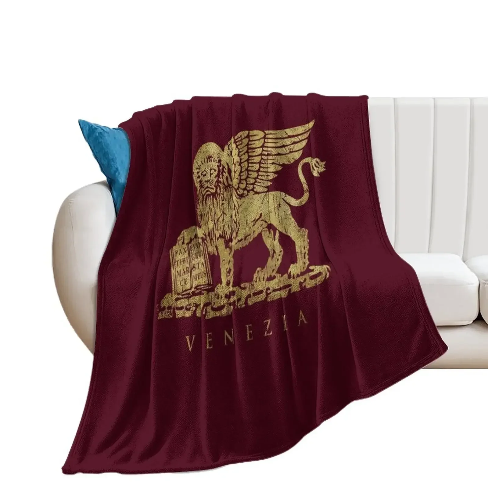 Leone di San Marco of Venezia - Vintage Gold Throw Blanket warm for winter Luxury Thicken Sleeping Bag Blankets