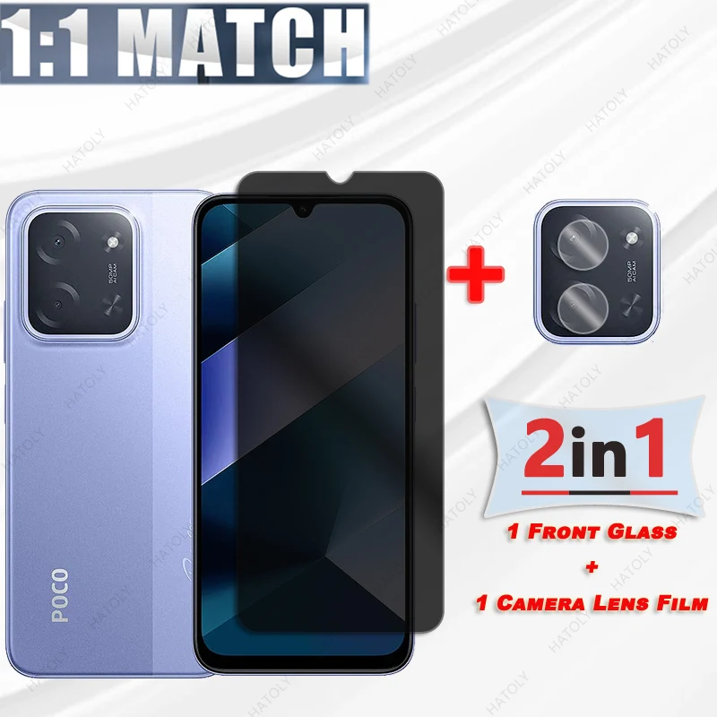 Privacy Screen Protector For Xiaomi Poco C85 4G Global Glass For Poco C85 4G Global Anti-spy Glass Camera Lens Protector