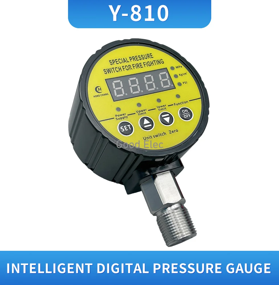 HC-Y810 Digital Pressure Gauge Digital Intelligent Pressure Gauge Pump Negative Pressure Water Pressure Switch Controller Yellow