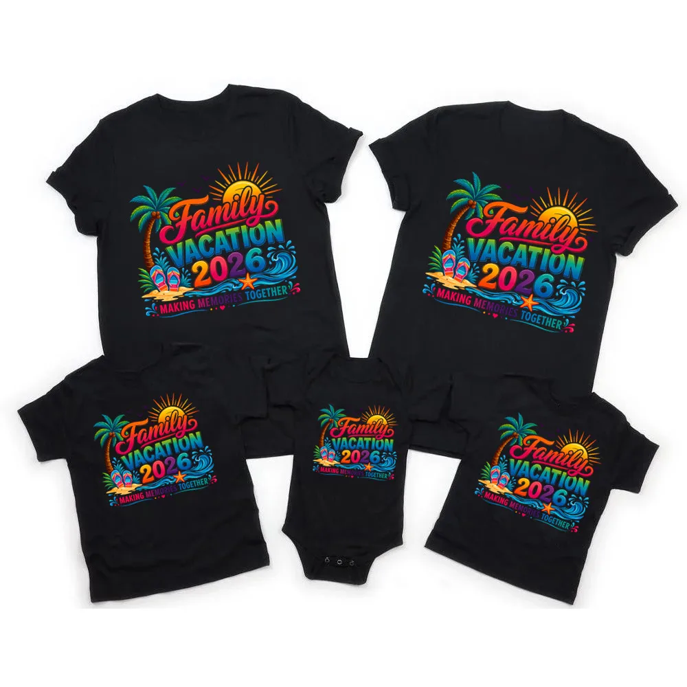 Familien-Partnerlook 2026: Strandurlaub T-Shirts mit Palmen-Print – Mama, Papa & Kinder Partner-Shirts für den Sommerurlaub – Detail 4