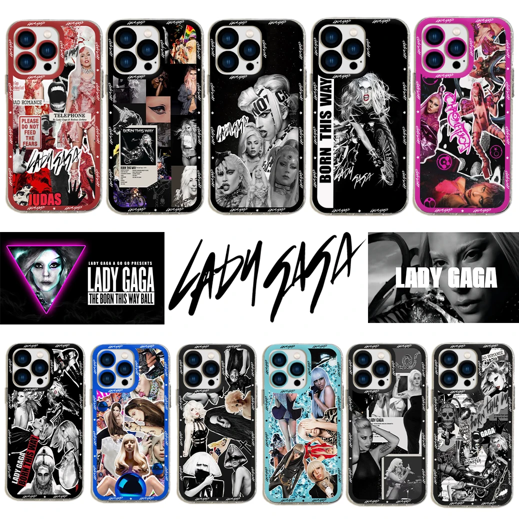 Phone Case For iPhone 15 14 13 12 11 Mini Pro Max X XR XSMax 6S 6 7 8 Plus SE20 Transparent Cover Female Singer L-Lady G-Gaga