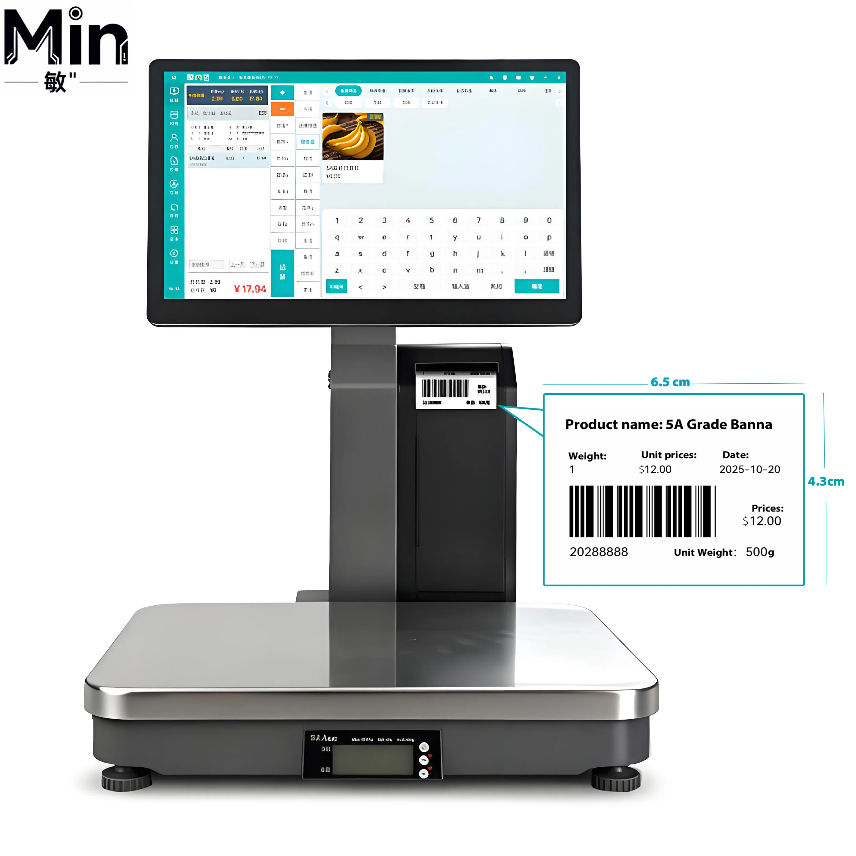 Android POS Electronic Scale AI Recognition Barcode Label Printing Digital Weighing Scale for Retail