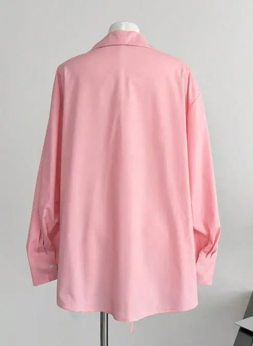 Damska koszula z długim rękawem, zapinana na guziki, z koronkowym wiązaniem, jednolity kolor, unikalny design, modna i uniwersalna.