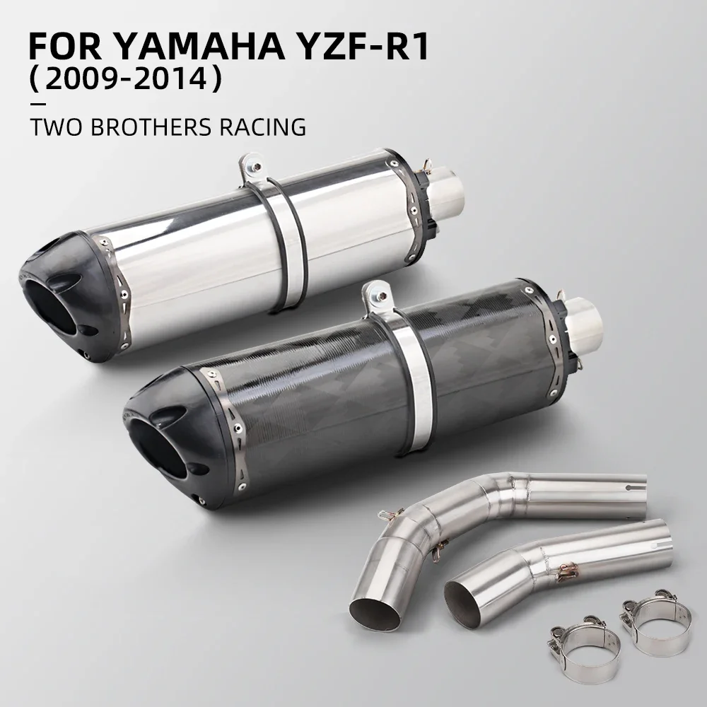 

Motorcycle Exhaust For Yamaha YZF R1 2009-2014 Escape System Modified Double Exit Middle Tail Link Pipe with Two Carbon Muffler