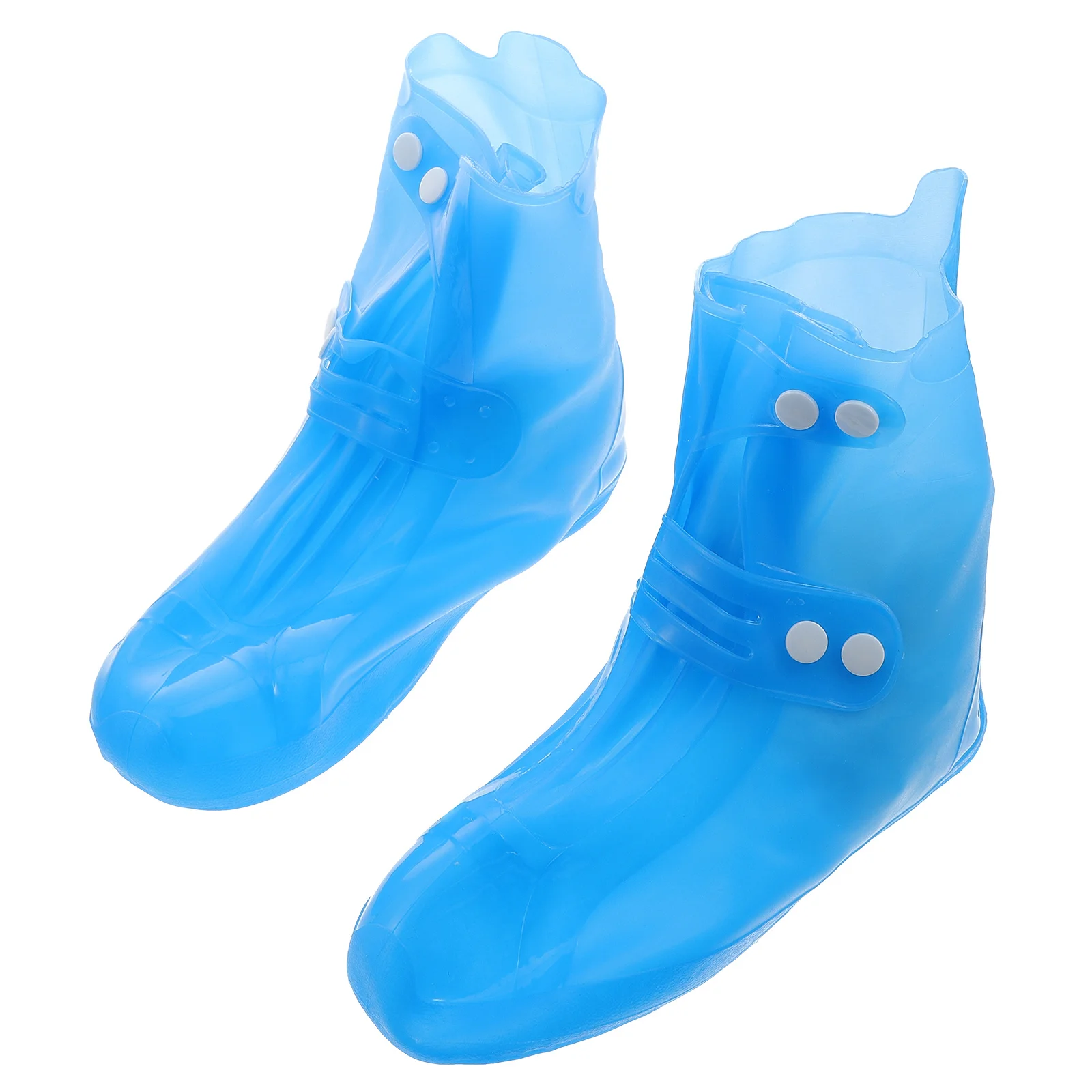 1 زوج أغطية الحذاء عدم الانزلاق مقاوم للماء سميكة بولي كلوريد الفينيل حامي للاستخدام في الهواء الطلق المطر الثلوج زر تصميم المضادة للانزلاق وحيد #2