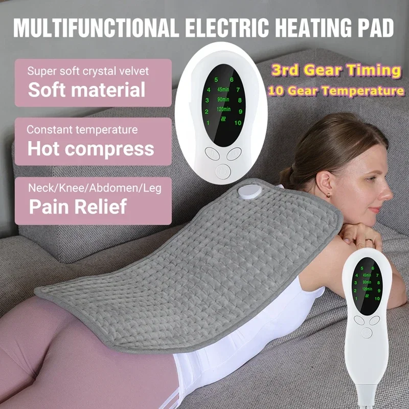 75W Electric Heating Pad 3 Timing 10 Speed Rapid Hot Physiotherapy Blanket Relieve Back Pain Shawl Warmer Heated Mat Thermal Pad