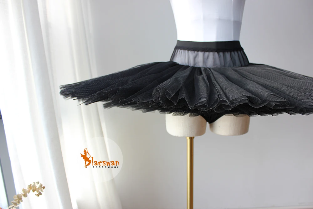 Black 8 Layer Stiff Tulle Basic Platter Pancake Practice White Rehearsal Ballet Tutu Skirt Girls BT602