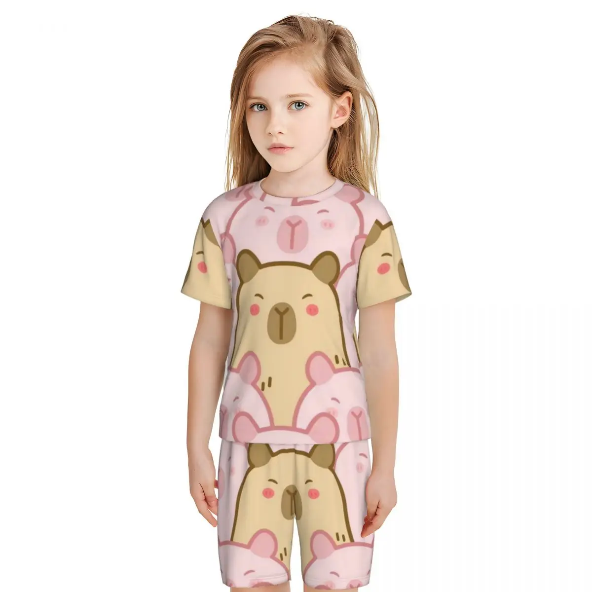 Cute Capybara Pajamas 2 Pieces Set Western style home clothing for children Loungewear pyjama