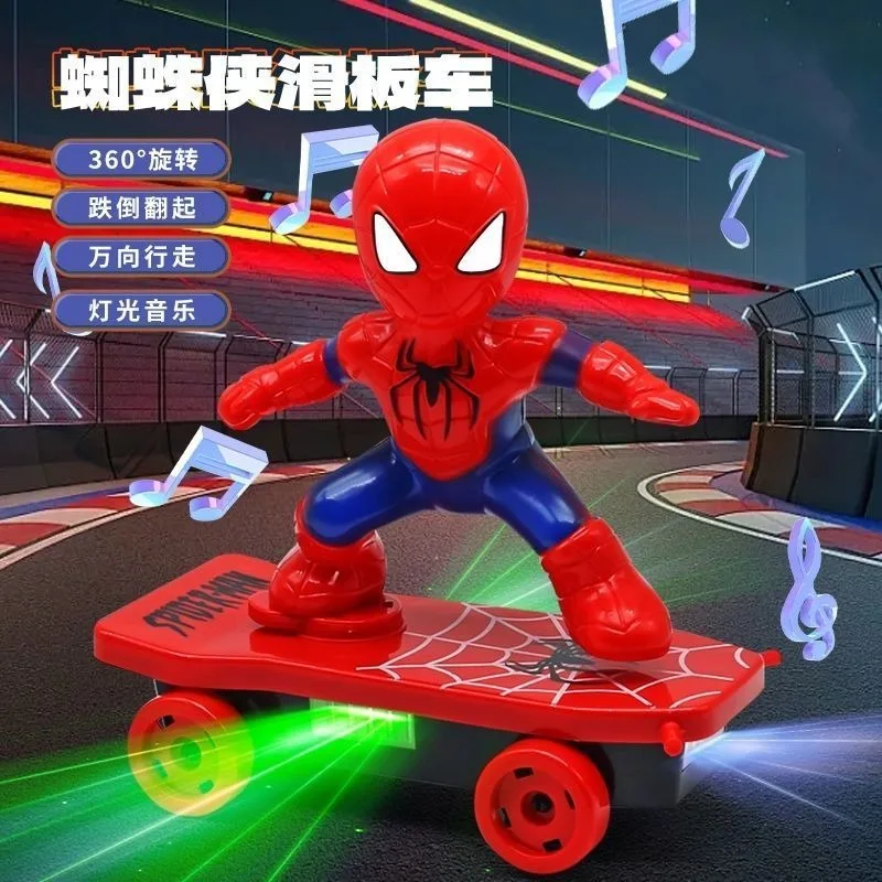 Электрический самокат-игрушка Marvel Avengers Spider-Man: мультяшный, аниме-стиль, с функциями переворота и вращения, высококачественная креативная машинка-игрушка