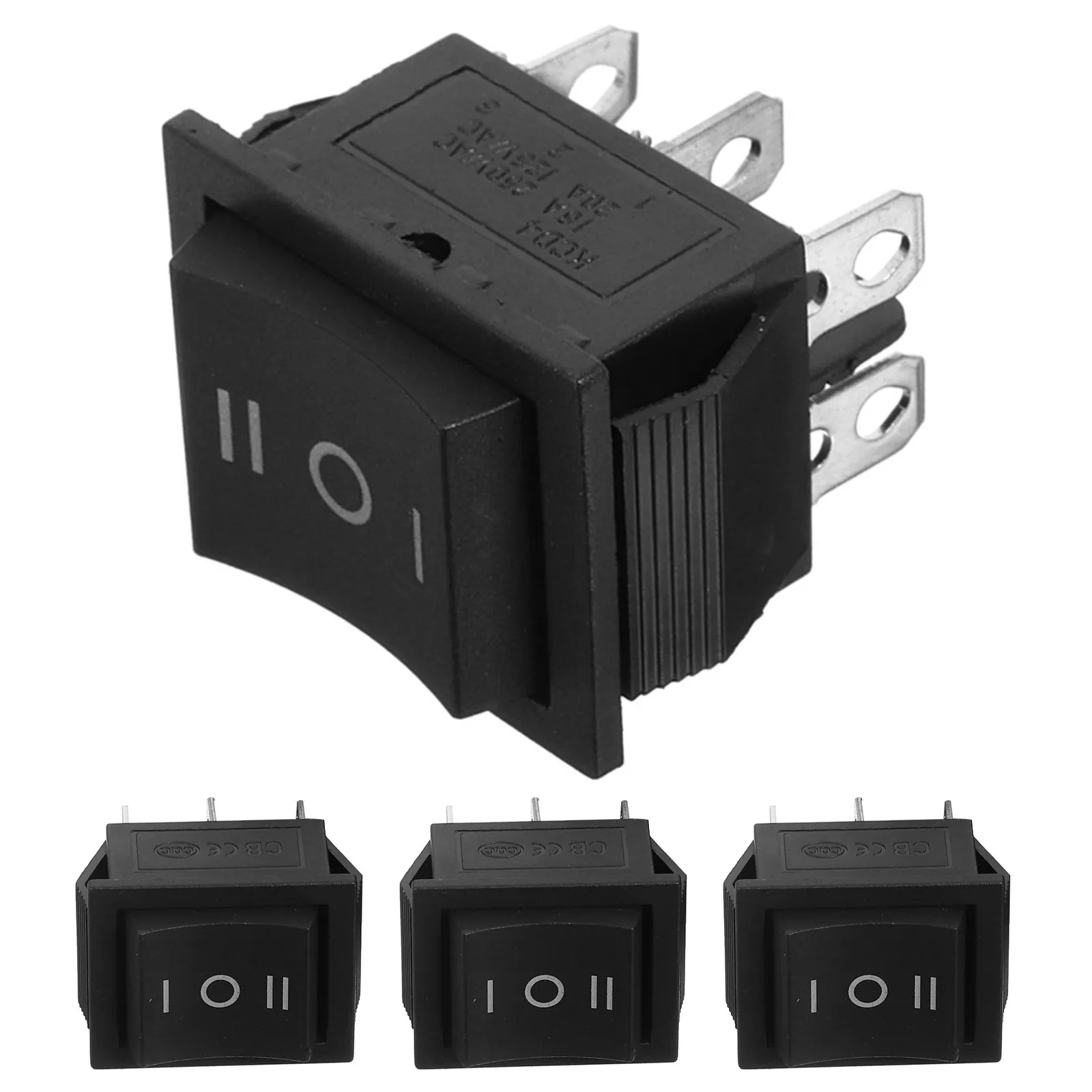 4Pcs Boat Type Rocker Switch Heavy Duty Generator Transfer Switch Device Garden Equipment Replacement 6-Pin Waterproof Toggle