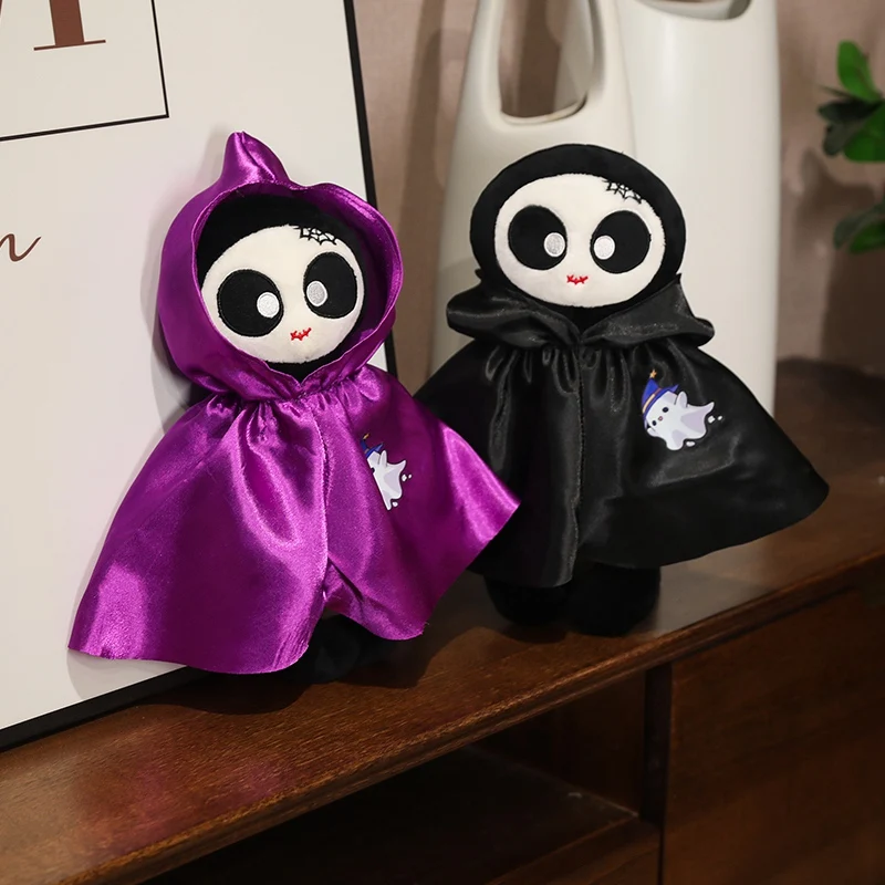 35cm New Halloween Ghost 5 Color Cloak Plush Doll Kawaii Soft Dress Up Stuffed Cute Horror Monster Gothic Skull Dolls Kids Gifts