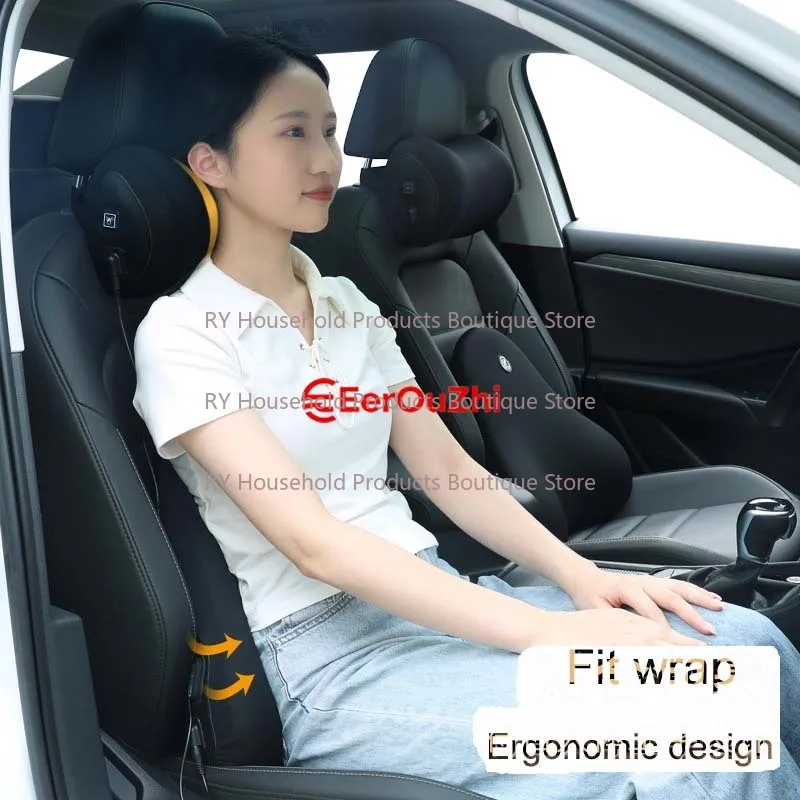 Electric Massage Car Headrest Memory Cotton Car Neck Pillow Lumbar Support Set Car Seat Neck Pillow Lumbar Support Pair