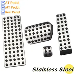 For Mercedes Benz W140 W220 W221 S Class 1993-2012 Fuel Brake Footrest Pedal Cover Antiskid pedal Auto Accessories silvery