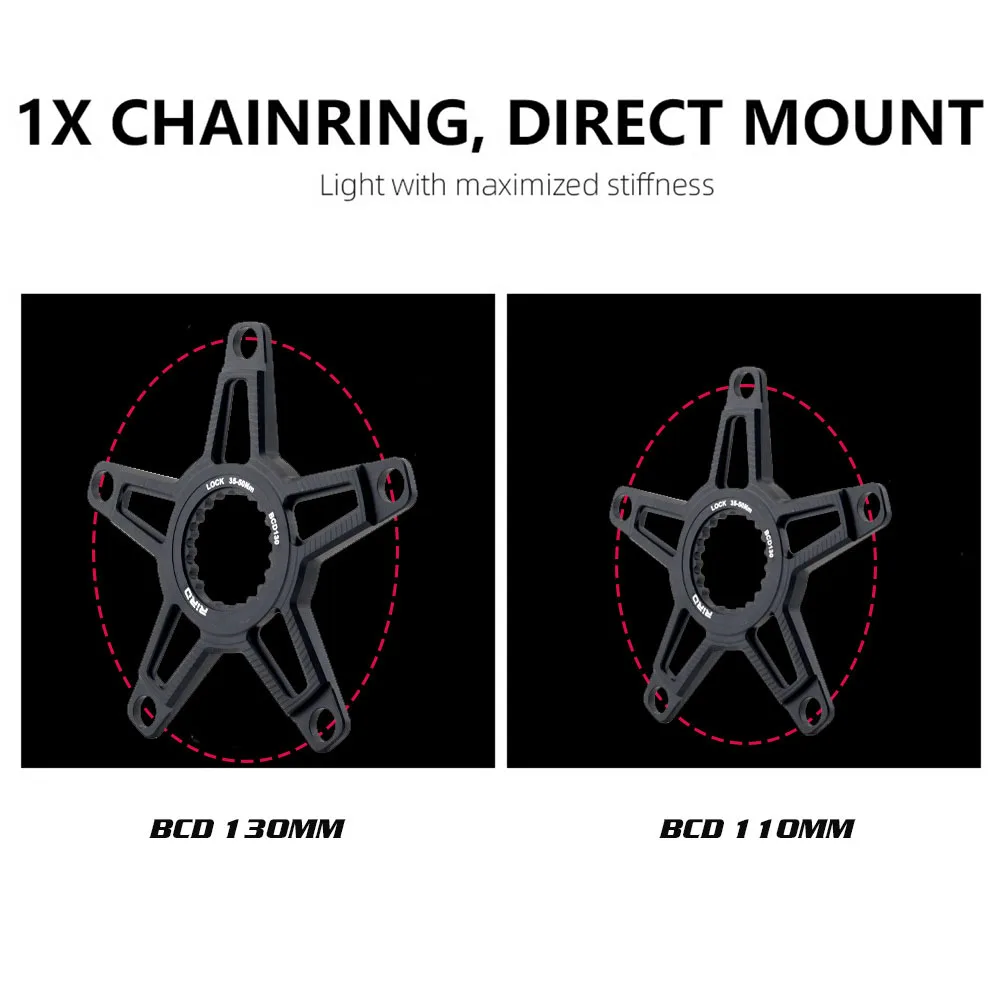 110 130 bcd chainring Adapter spider 4 bolt Converter for Shimano Carbon Crankset MS DIRECT MOUNT 1x 2x chainring view 2