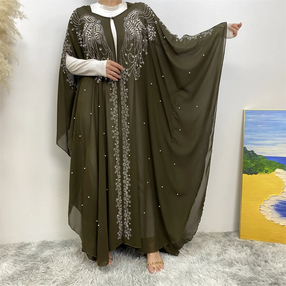 Muslim women mild kimono elegant dress Middle East Dubai hot selling hot diamond cardigan dress Turkish temperament robes