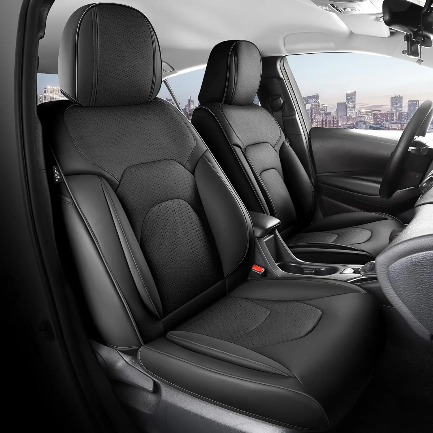 

Универсальные водонепроницаемые чехлы для автомобильных сидений, полный комплект, кожаная отделка, защита салона для седанов и внедорожников, черный цвет