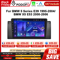 Podofo 4G CarPlay Android Radio For BMW 5 Series E39 1995-2004 X5 E53 2000-2006 as Multimedia Player GPS Stereo IPS Car Radio