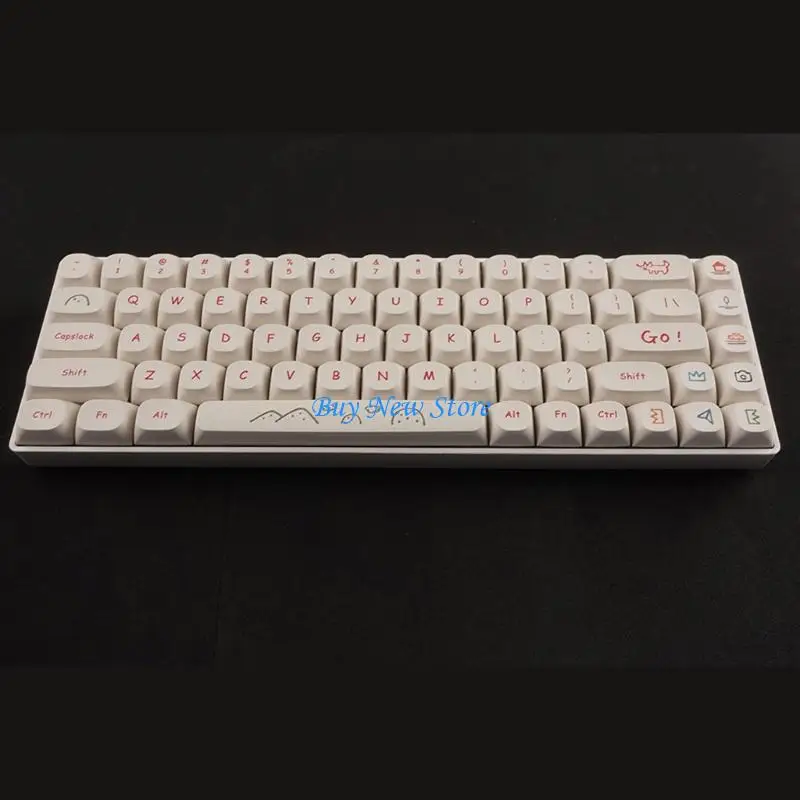 20ce 123 Keys Keys Keycaps White Graffiti Motyw Wysokość PBT-bark-sub kluczowe dla MX-SWITCH MECHANical Keyboard-Cute Cartoon
