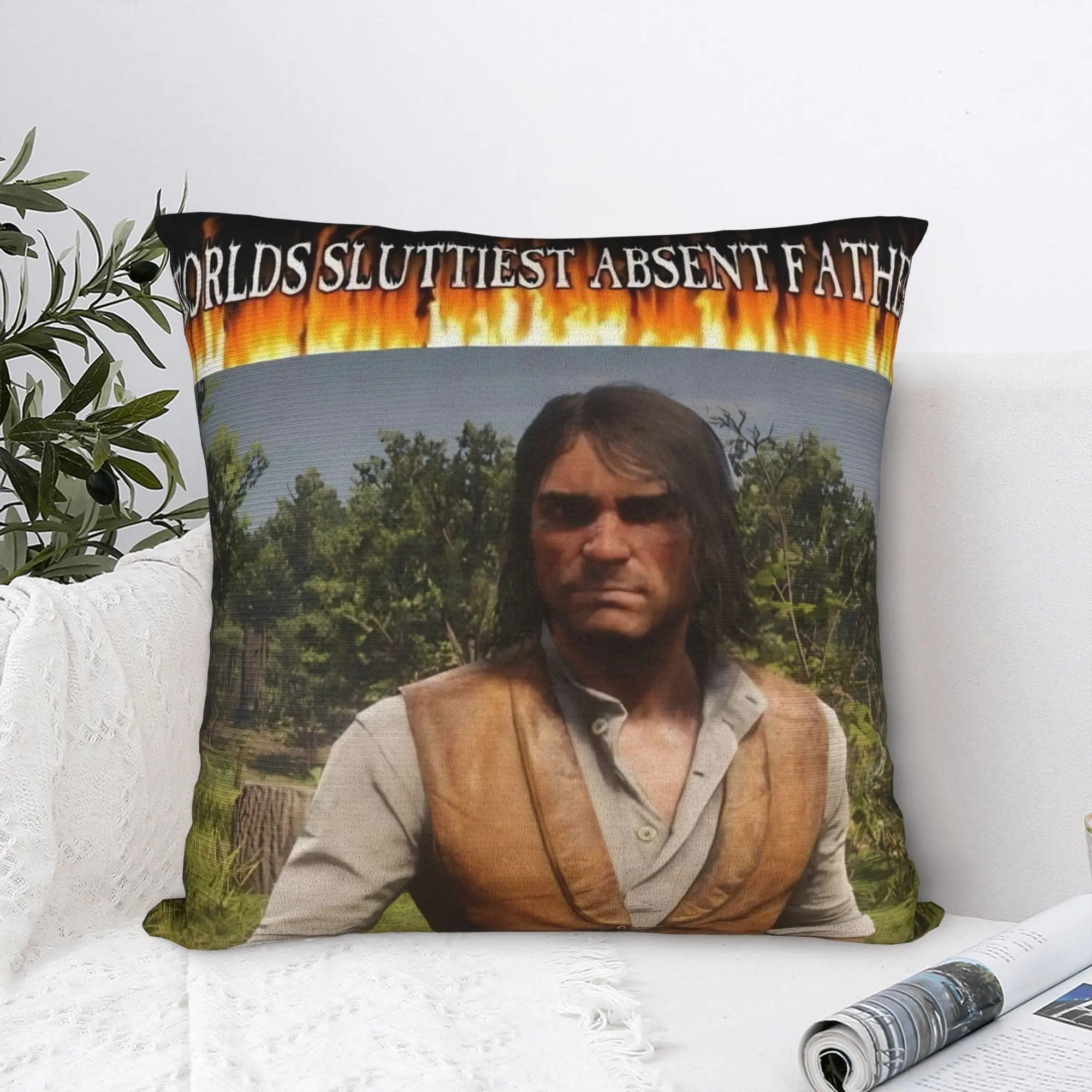 John Marston Arthur Morgan Meme Pillowcase Polyester Cushion Cover Decorative RDR2 Game Pillow Case Cover Sofa Square 40*40cm