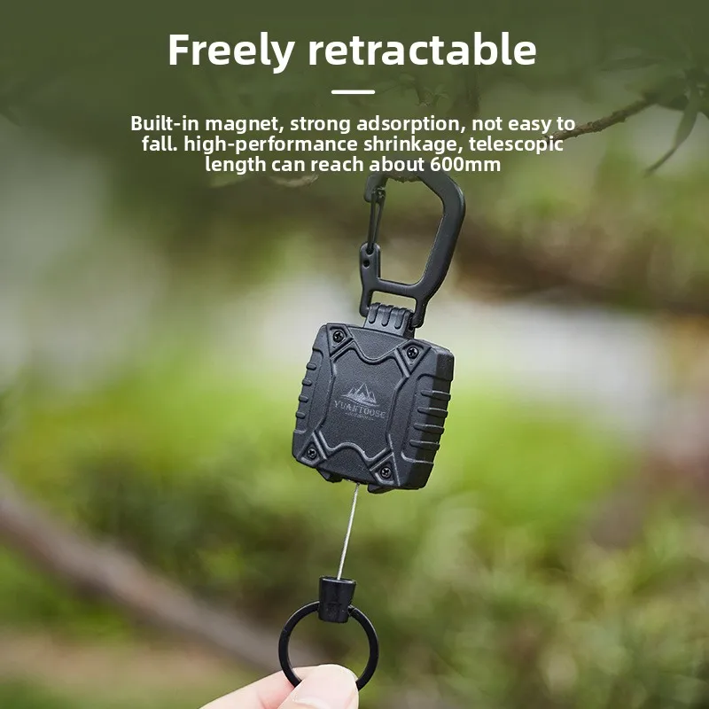 Retractable Key Chain with Carabiner Clip Outdoor Gear Holder for Hiking and Camping
