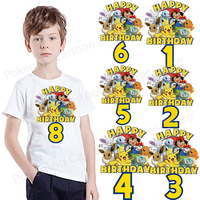 Pokemon Anime Fusible Patch Sticker for Kids Clothing Happy Birthday Numbers 1-12 Years Heat Transfer Appliques Patch Party Gift