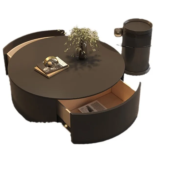 

Итальянский светлый роскошный минималистичный журнальный столик из каменной плиты, современная маленькая квартира, гостиная, домашний размер, круглый