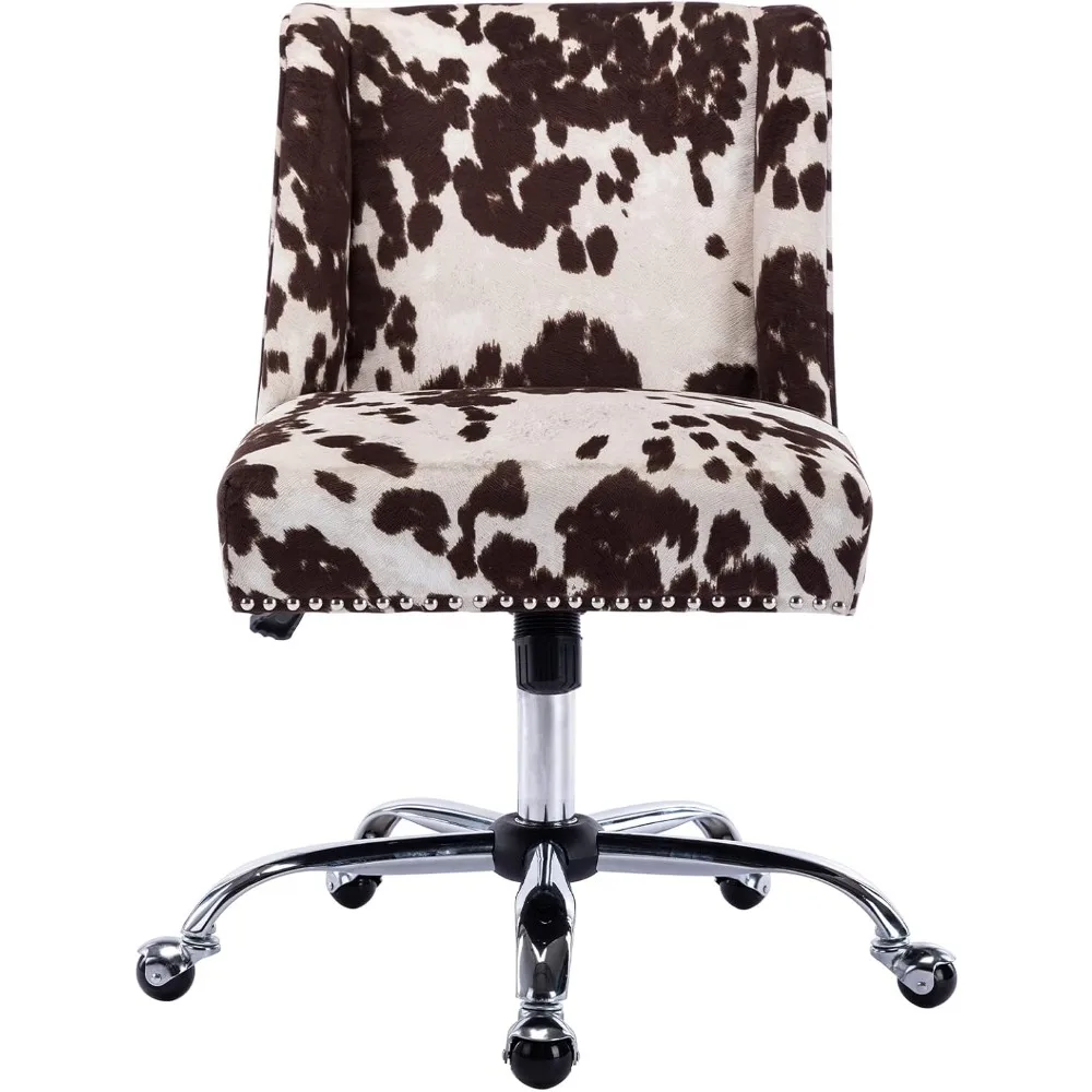 

Print Home Office Chair Swivel Fabric Adjustable Computer Desk Chair Armless Upholstered Accent Chair for Living Room Bedroo