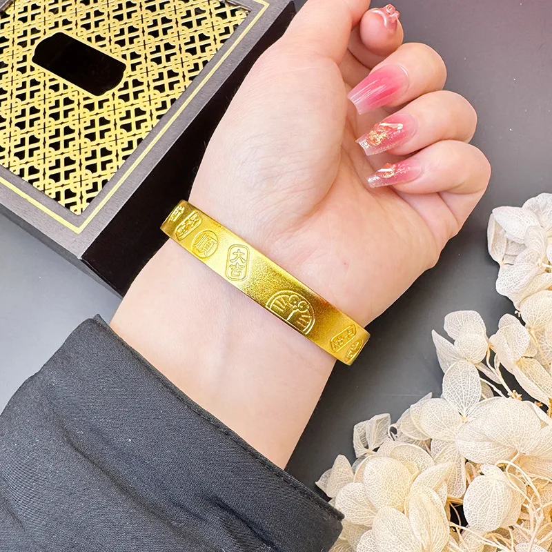 

Роскошный женский браслет из чистого золота 24 карата 9999, открытый браслет с героями мультфильмов