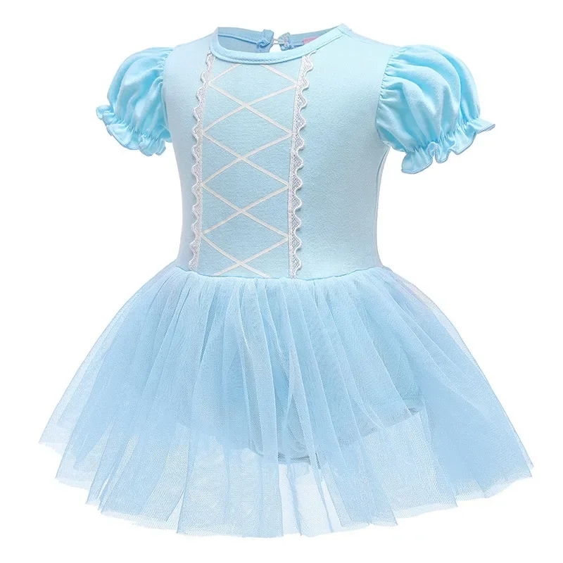 New Summer Cartoon Print Baby Girl Bodysuit Princess Short Sleeves Jumpsuit Infant Halloween Role Play Sweet Clothes H955