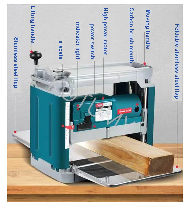 Woodworking Electric Tools Household Pressure Planer Single Side High-Power Table Type Copper Pressure Electric Planing Machine