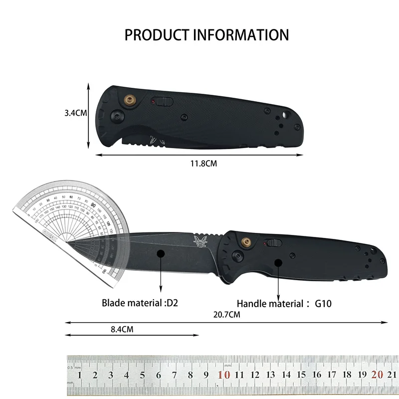 New BM 4300 pocket knife, G10 handle D2 blade, outdoor camping Tactical Hunting Adventure Rescue EDC folding knife, men\'s gift