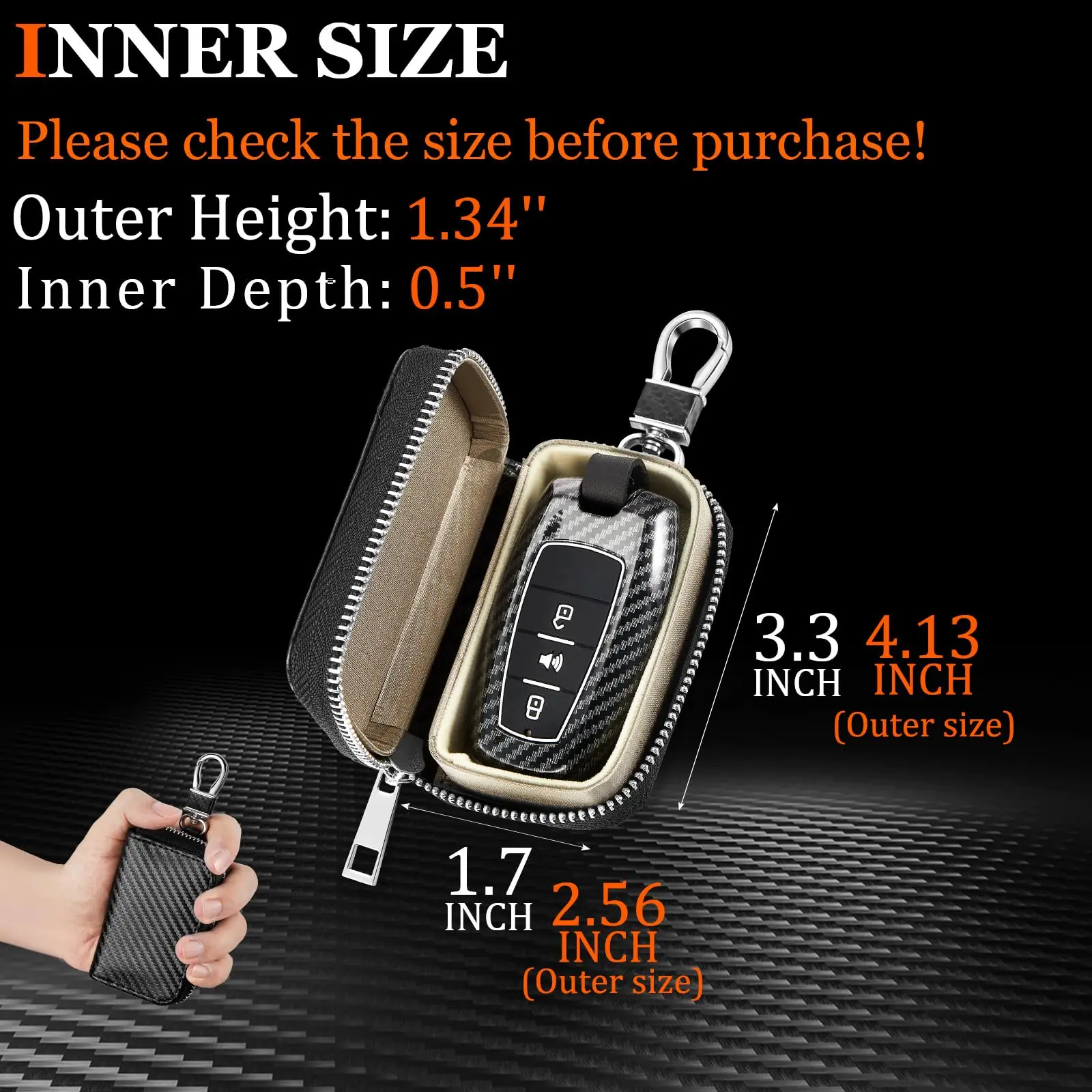 Faraday Bag for Car Keys Anti-Theft Faraday Carbon Fiber Key Fob Holder Storage with Zip Portable Signal Blocking Key Protector