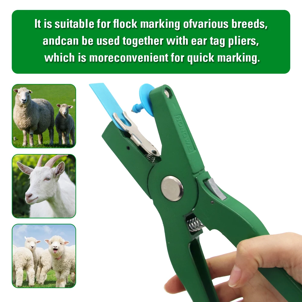 100個入り ヤギ 羊 ウサギ 豚 耳標 レーザー刻印銅製ヘッド付き 農場動物識別カードツール 8色 001-500