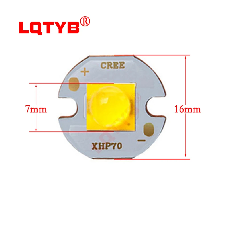 Cree XHP70.2 2 세대, 흰색, 따뜻한 흰색, 파란색 LED, 20W, 36W, 3v, 6v, 12V, 16mm, 20mm 구리 기판 용접