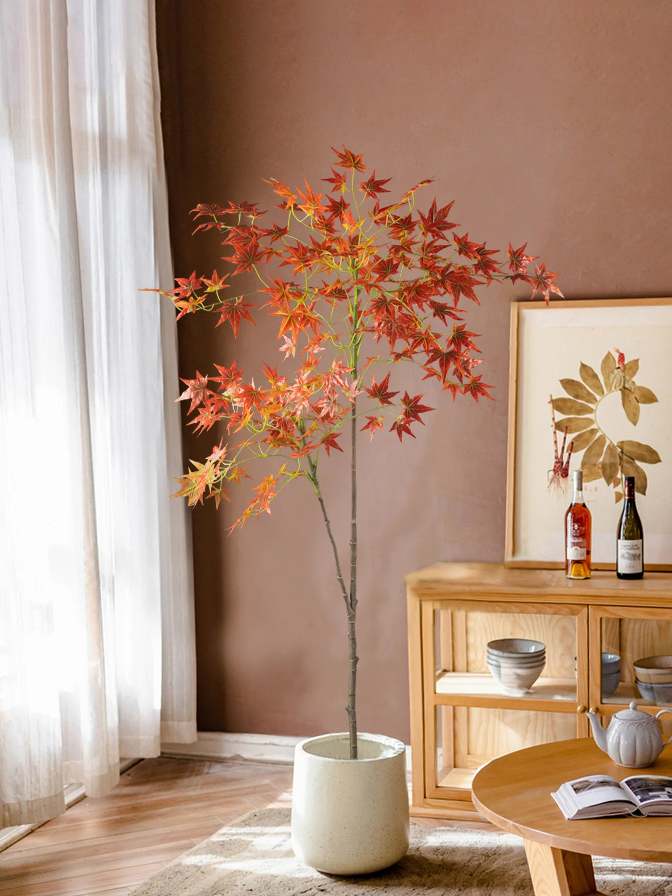 70–140 cm künstlicher Ahornbaum, gefälschte japanische Pflanzen, hoher Ahornzweig, Seidenhuhnklaue, Ahornblätter für Zuhause, Garten, Raumdekoration – Detail 5