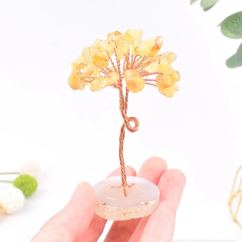 Natürliche Kristall Stein Kies Baum Mineral Probe Achat Reiki Heilung Hause Dekoration Ornamente Glück Baum DIY Souvenir Geschenk