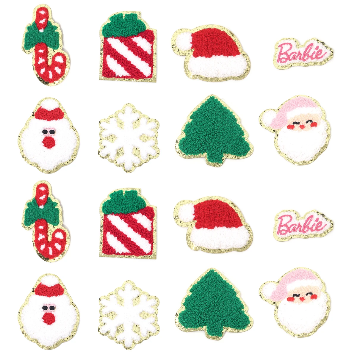 4pcs Christmas Series Embroidery Patches Santa Snowflake Elk Cartoon Fabric Patch for Garment Bag DIY Sewing Appliques Supplies