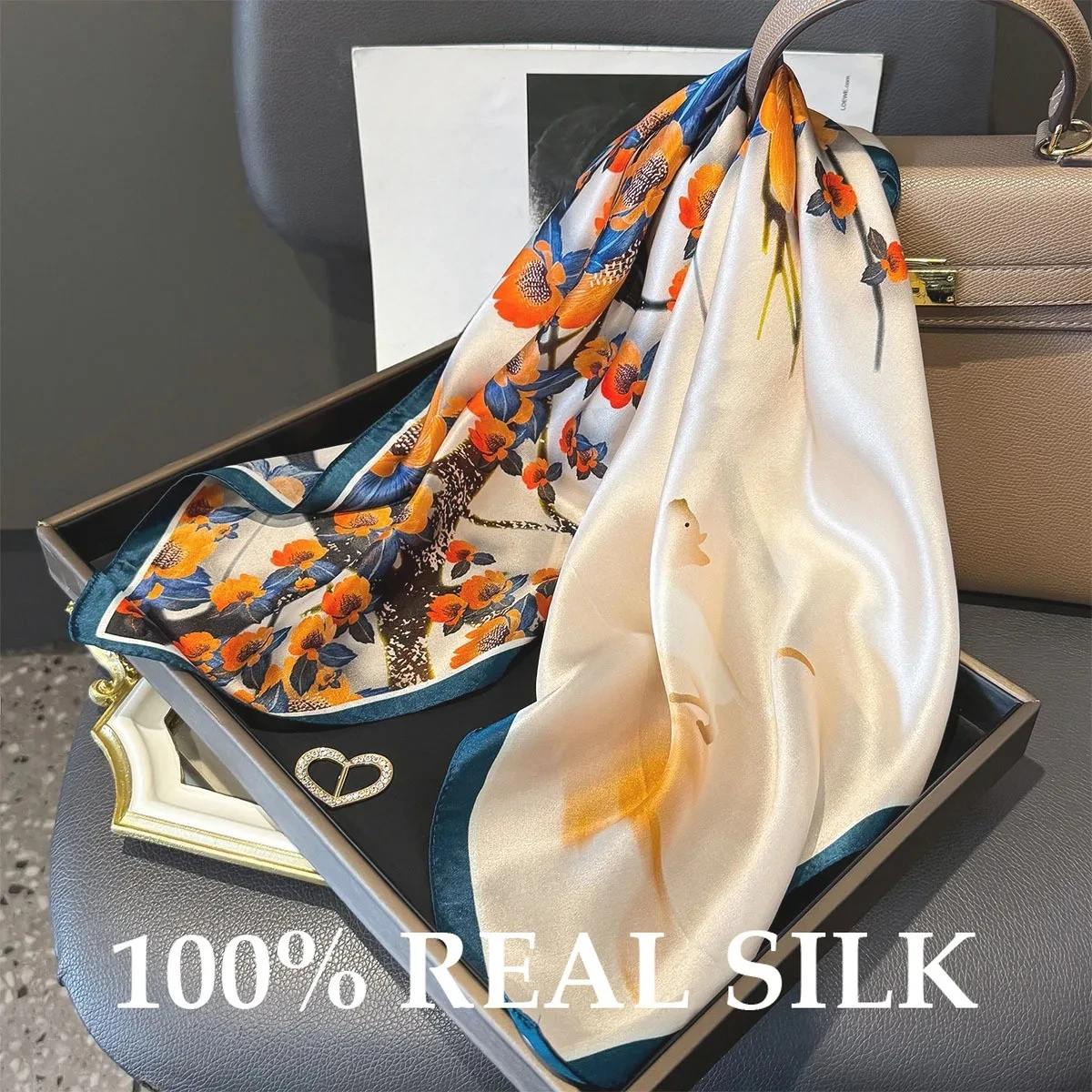 

Новый 100% натуральный шелковый квадратный платок, модный женский летний пляжный шарф для защиты от солнца, шейный платок, шаль, бандана, хиджаб, пашмина, пончо